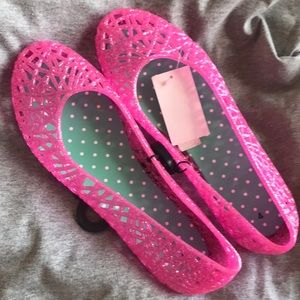 BNWT Jellies!  Sparkle pink size 4.
